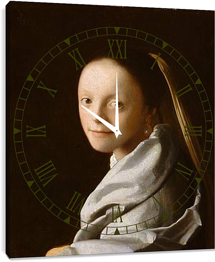 Часы картина - Study of a young woman. Ян (Йоханнес) Вермеер