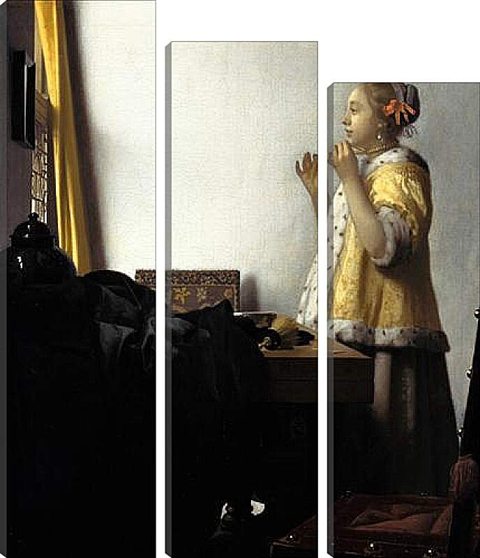 Модульная картина - Young Woman with a Pearl Necklace. Ян (Йоханнес) Вермеер