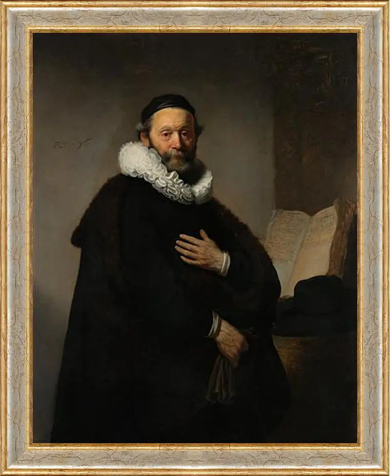 Картина в раме - Portret van Johannes Wtenbogaert (1557-1644). Рембрандт