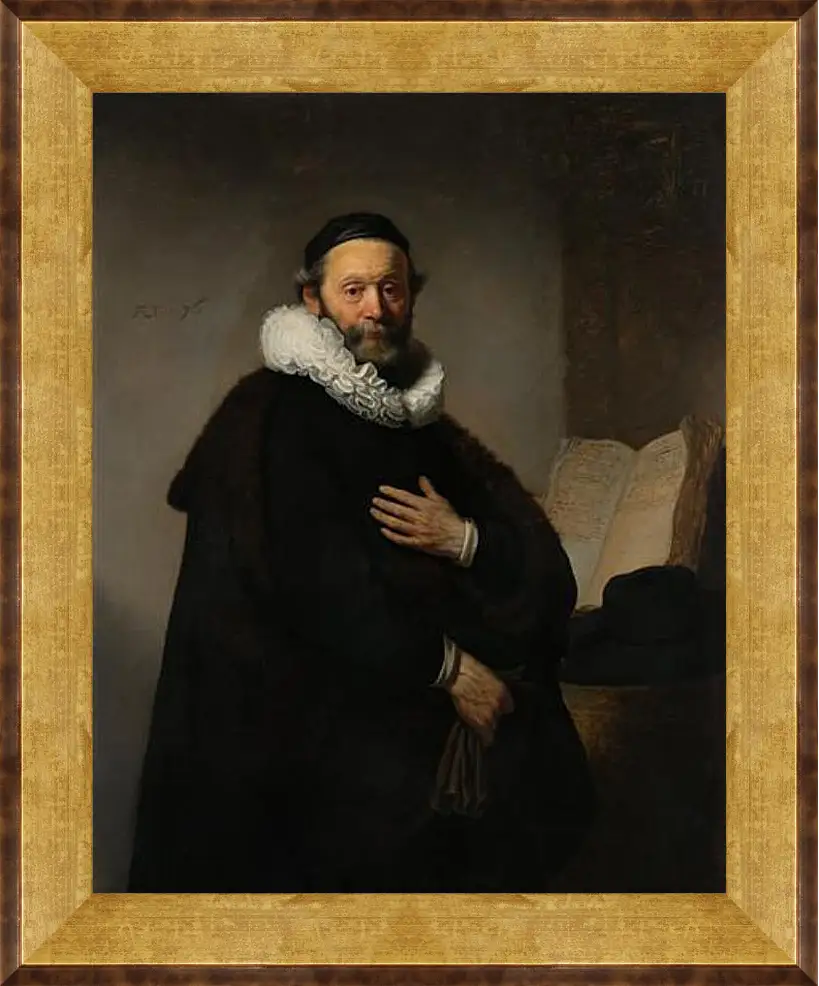 Картина в раме - Portret van Johannes Wtenbogaert (1557-1644). Рембрандт