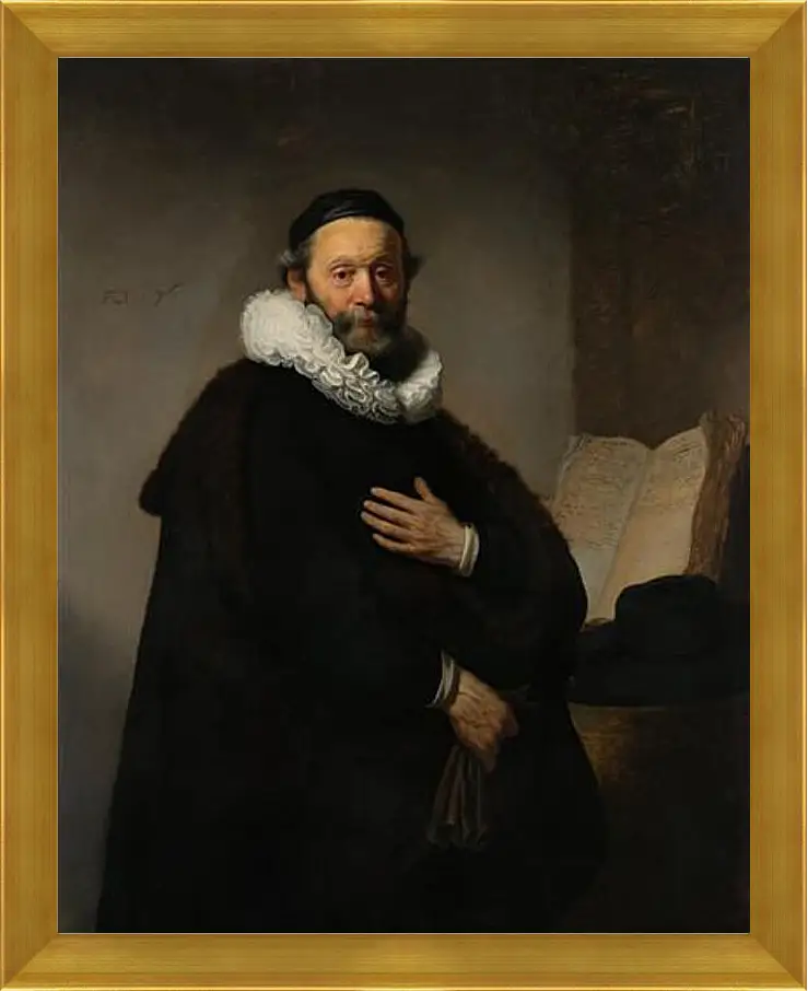 Картина в раме - Portret van Johannes Wtenbogaert (1557-1644). Рембрандт