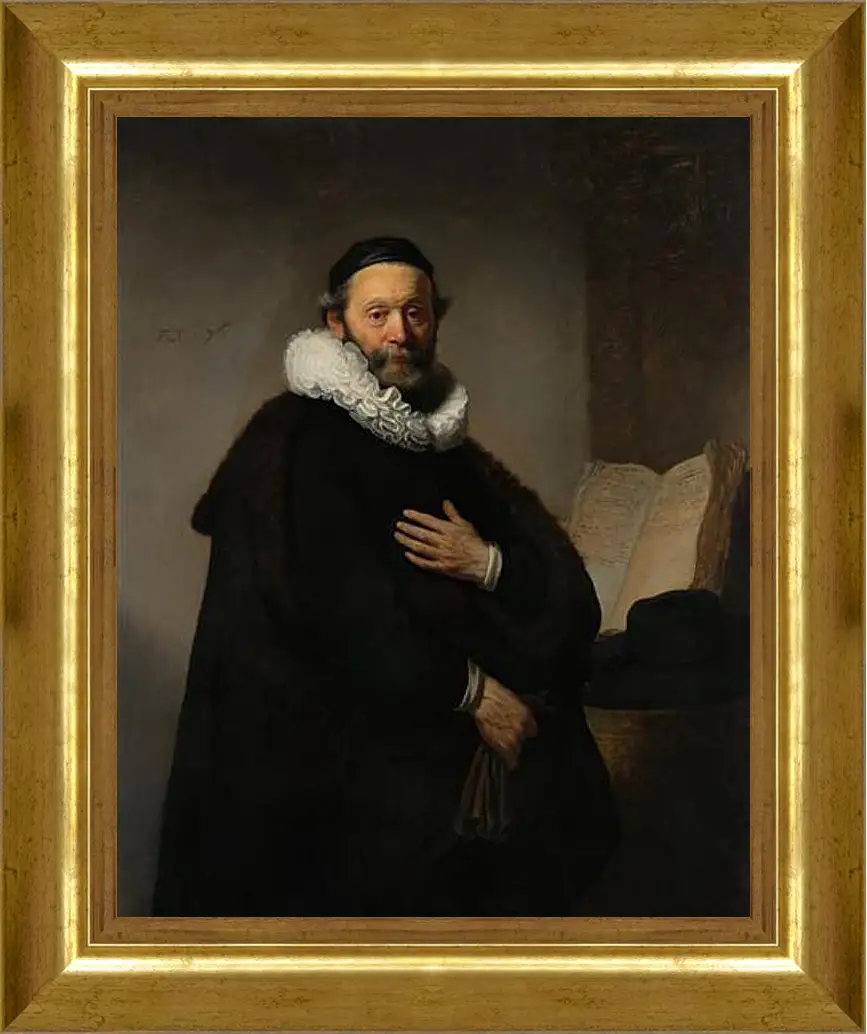 Картина в раме - Portret van Johannes Wtenbogaert (1557-1644). Рембрандт