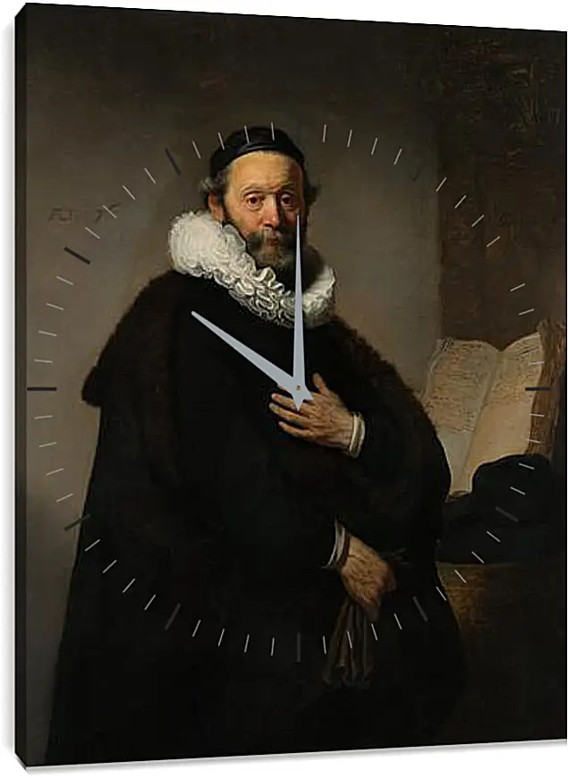 Часы картина - Portret van Johannes Wtenbogaert (1557-1644). Рембрандт