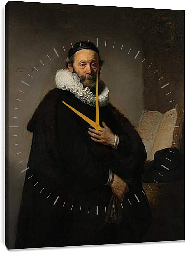 Часы картина - Portret van Johannes Wtenbogaert (1557-1644). Рембрандт