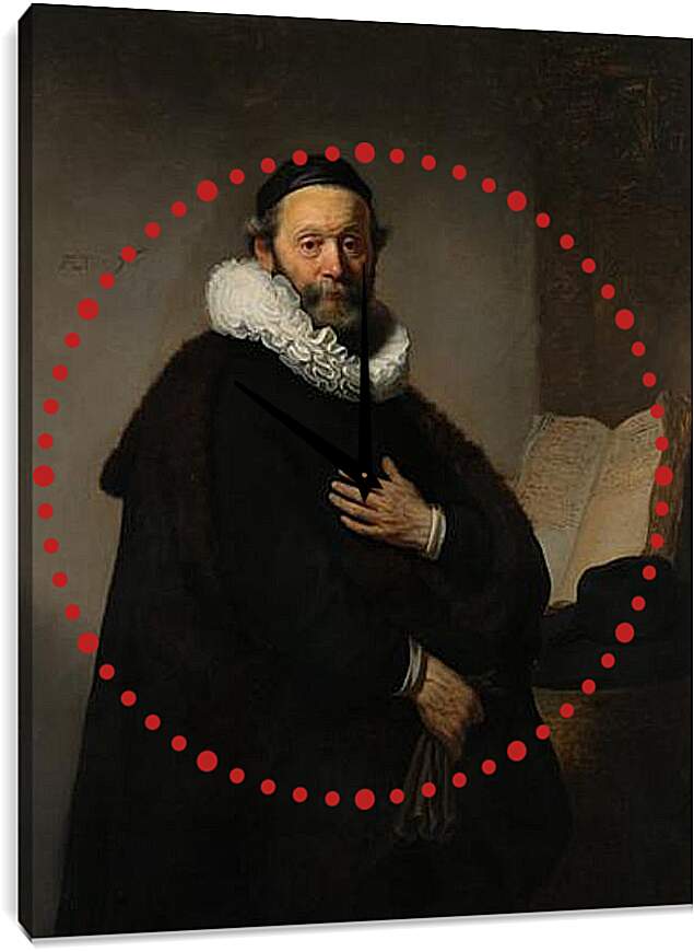 Часы картина - Portret van Johannes Wtenbogaert (1557-1644). Рембрандт