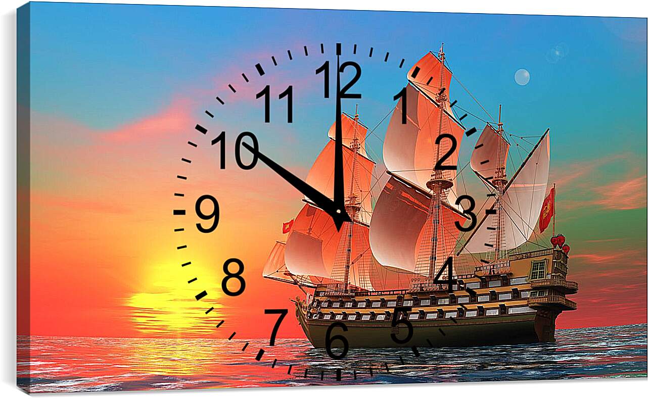 Часы картина - Парусный корабль