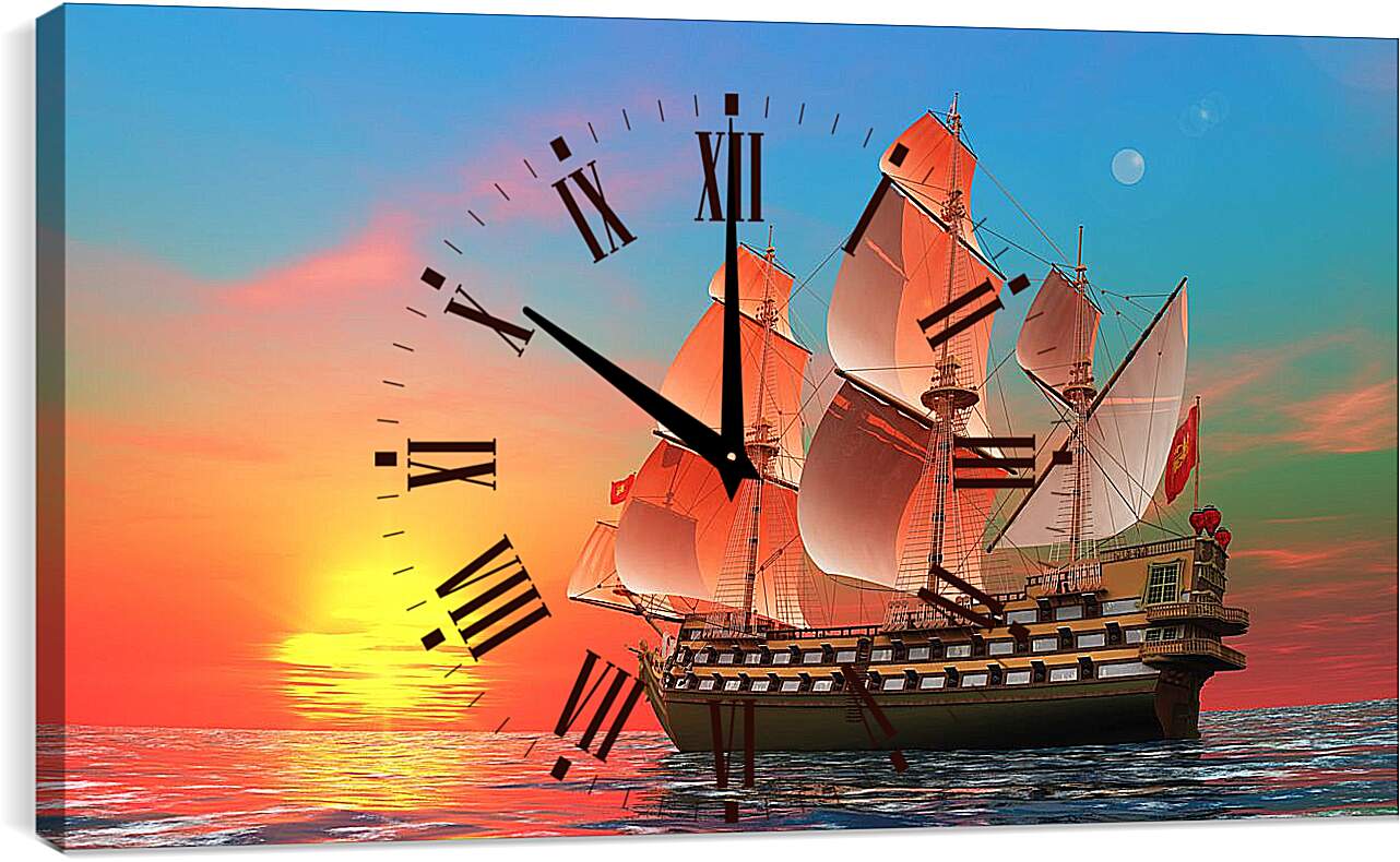 Часы картина - Парусный корабль