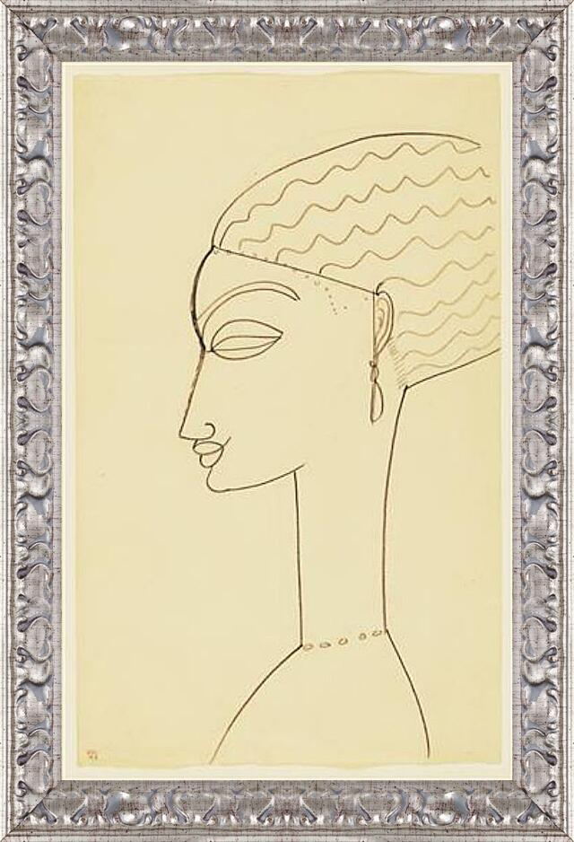 Картина в раме - Woman in Profile. Женщина в профиль. Амедео Модильяни