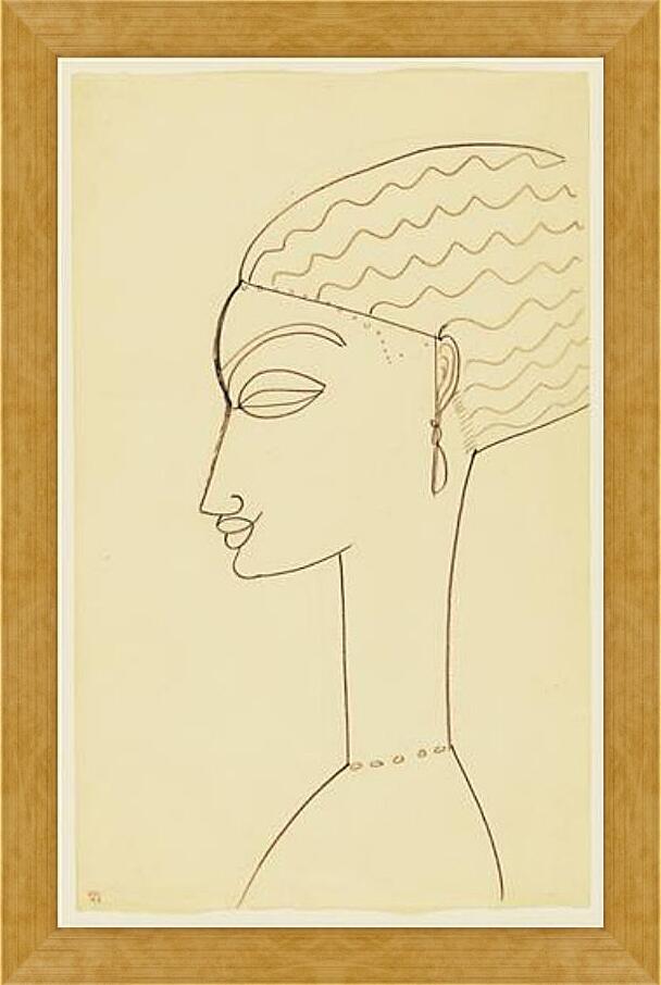 Картина в раме - Woman in Profile. Женщина в профиль. Амедео Модильяни