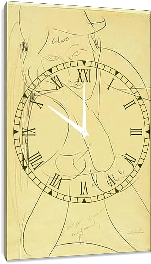 Часы картина - Woman, Head on Hand. Женщина, опирающаю голову на руки. Амедео Модильяни