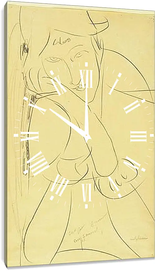 Часы картина - Woman, Head on Hand. Женщина, опирающаю голову на руки. Амедео Модильяни
