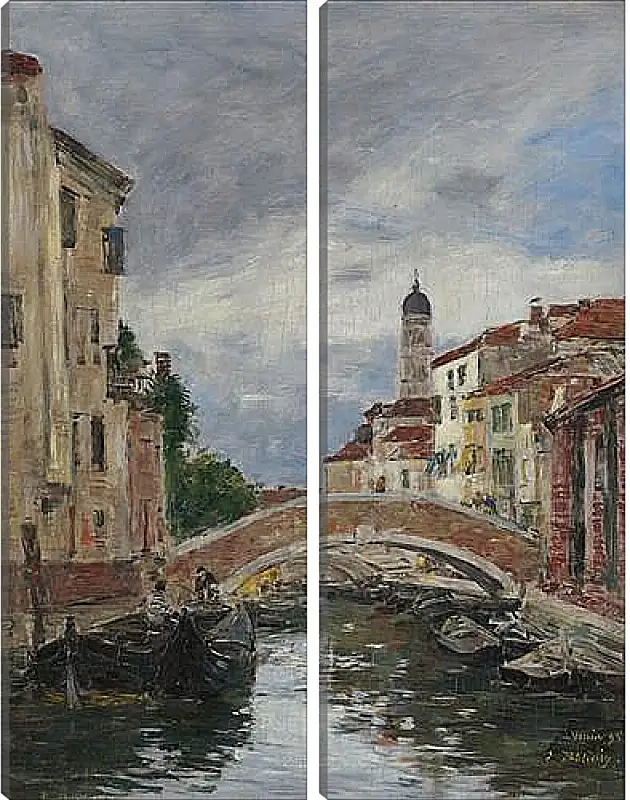 Модульная картина - Small Channel in Venice, 1895. Эжен Буден