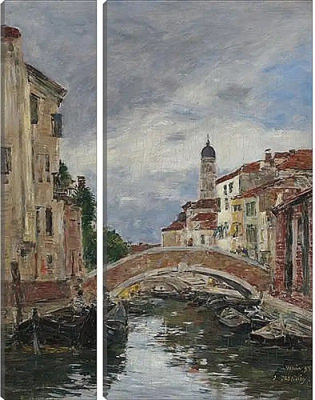 Модульная картина - Small Channel in Venice, 1895. Эжен Буден