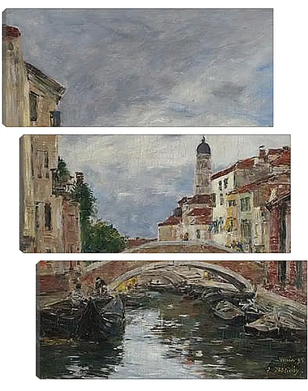 Модульная картина - Small Channel in Venice, 1895. Эжен Буден