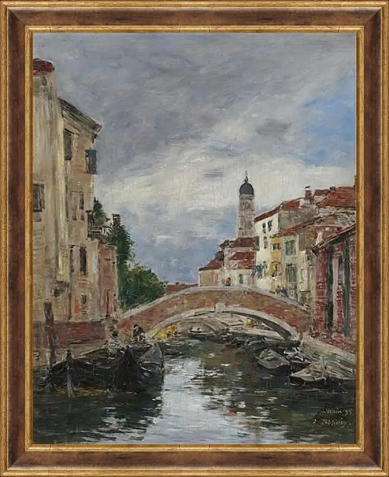 Картина в раме - Small Channel in Venice, 1895. Эжен Буден