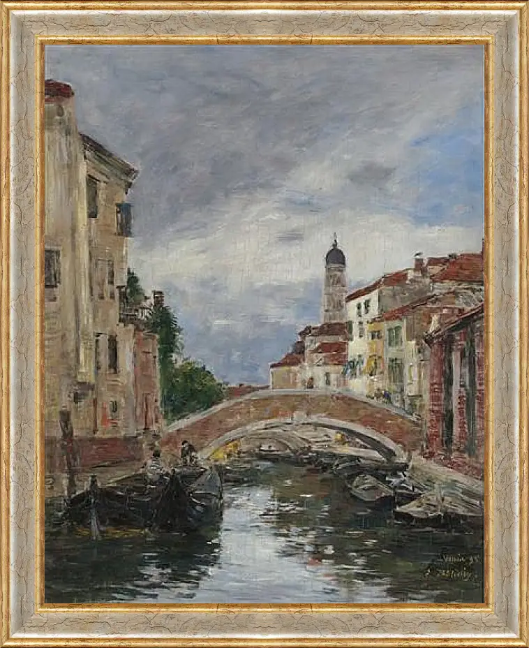 Картина в раме - Small Channel in Venice, 1895. Эжен Буден