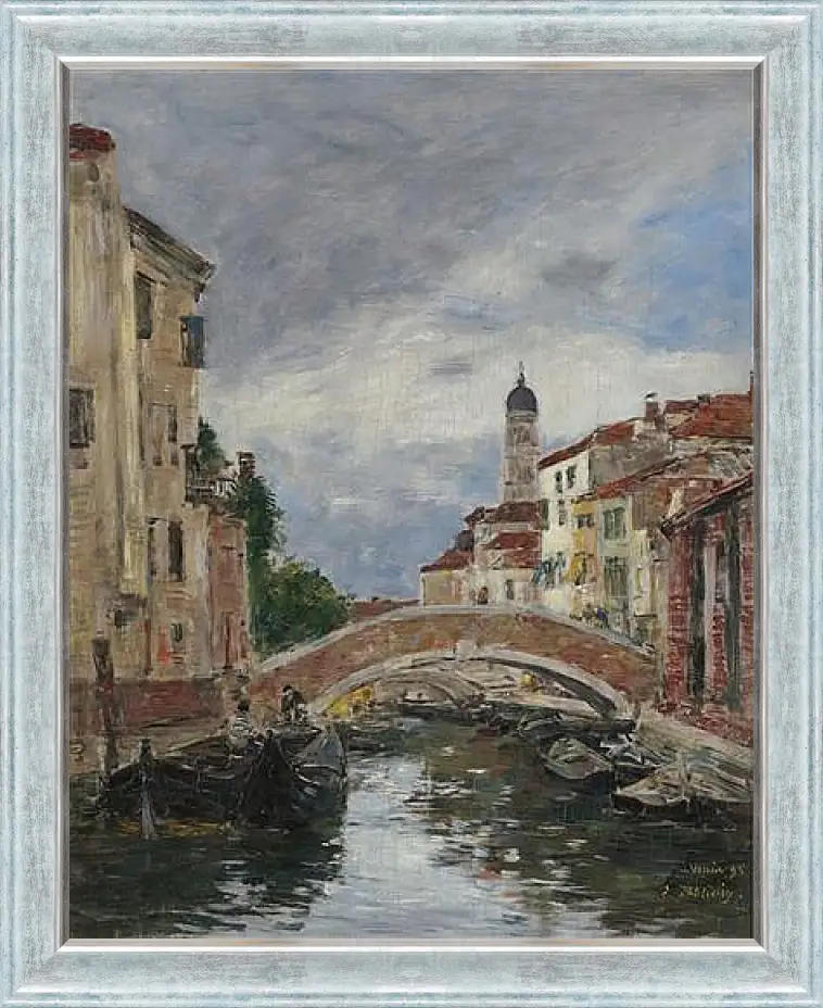 Картина в раме - Small Channel in Venice, 1895. Эжен Буден