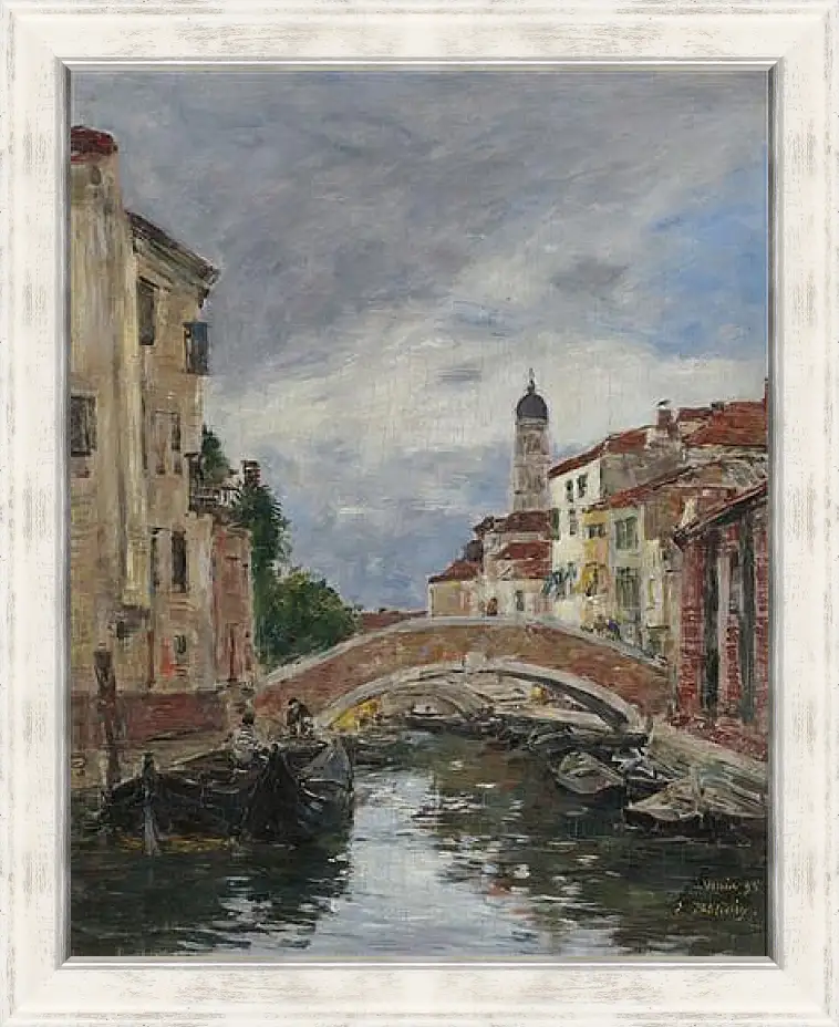 Картина в раме - Small Channel in Venice, 1895. Эжен Буден