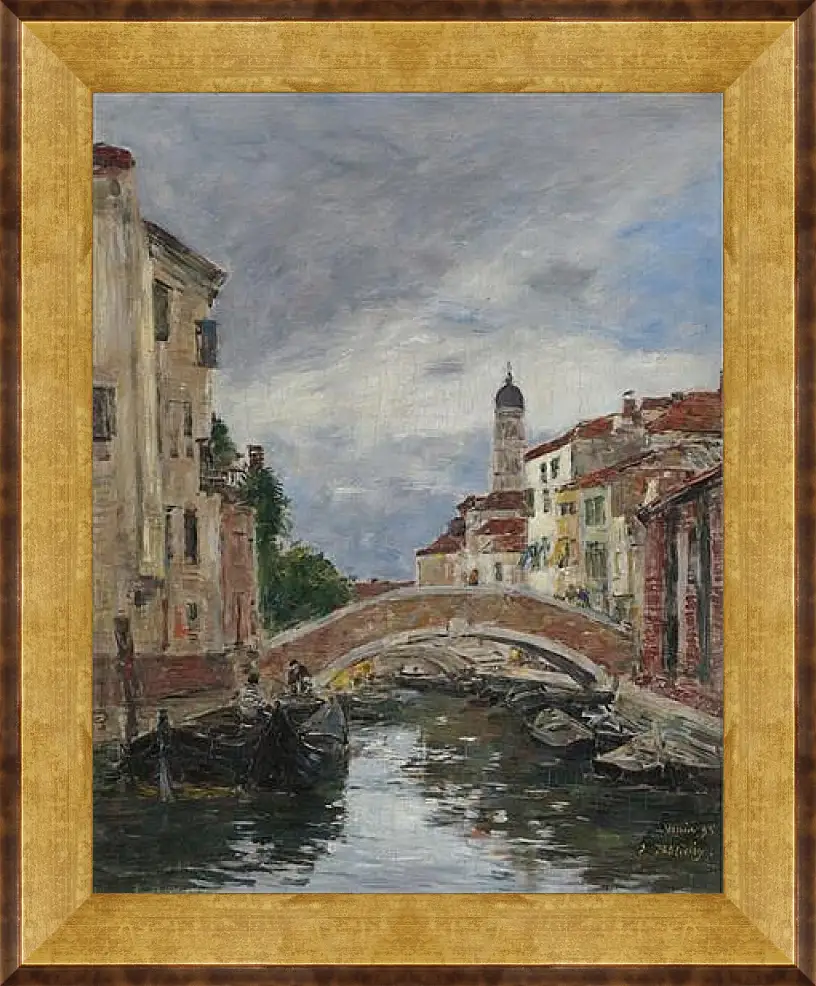 Картина в раме - Small Channel in Venice, 1895. Эжен Буден