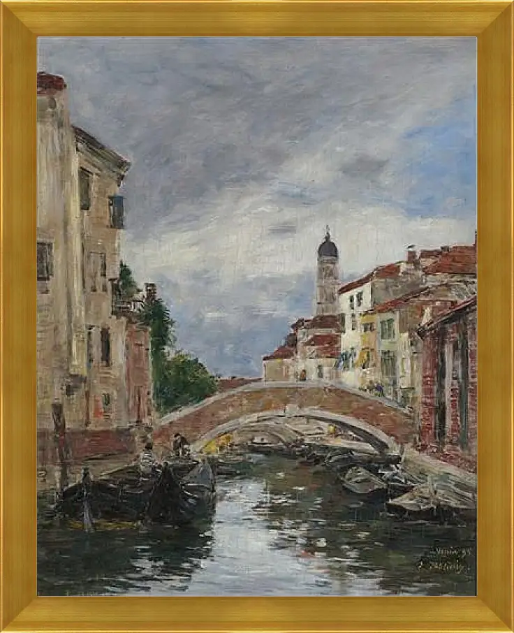 Картина в раме - Small Channel in Venice, 1895. Эжен Буден