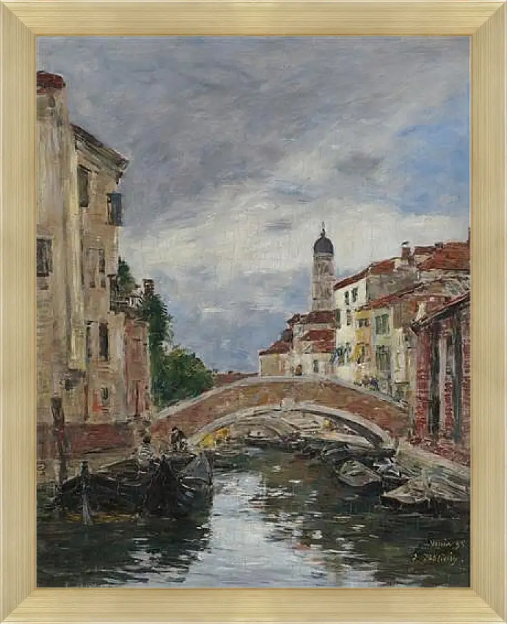 Картина в раме - Small Channel in Venice, 1895. Эжен Буден