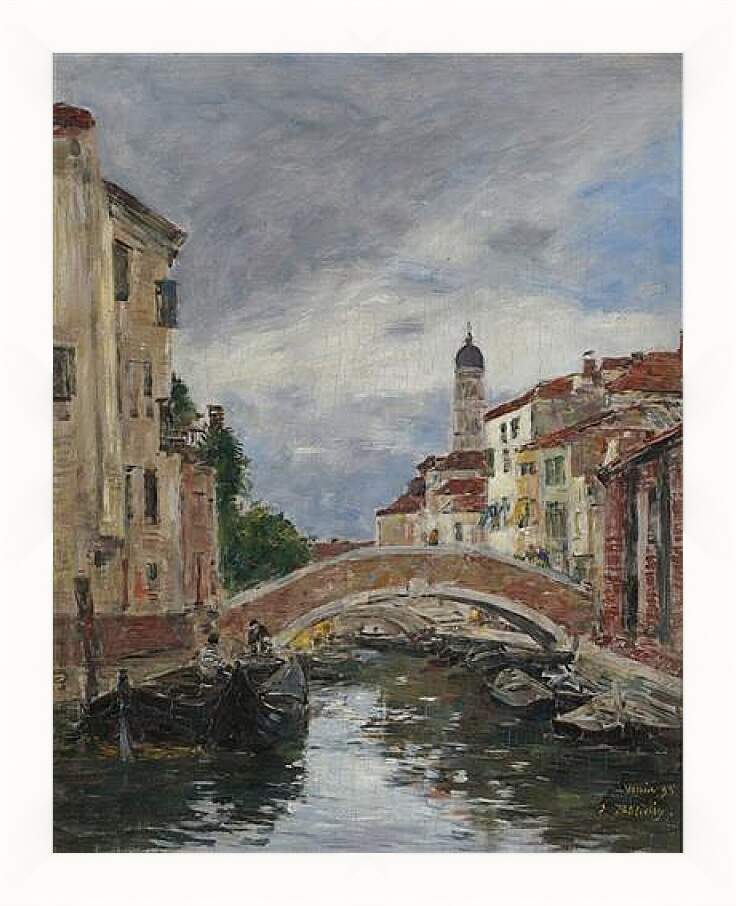 Картина в раме - Small Channel in Venice, 1895. Эжен Буден
