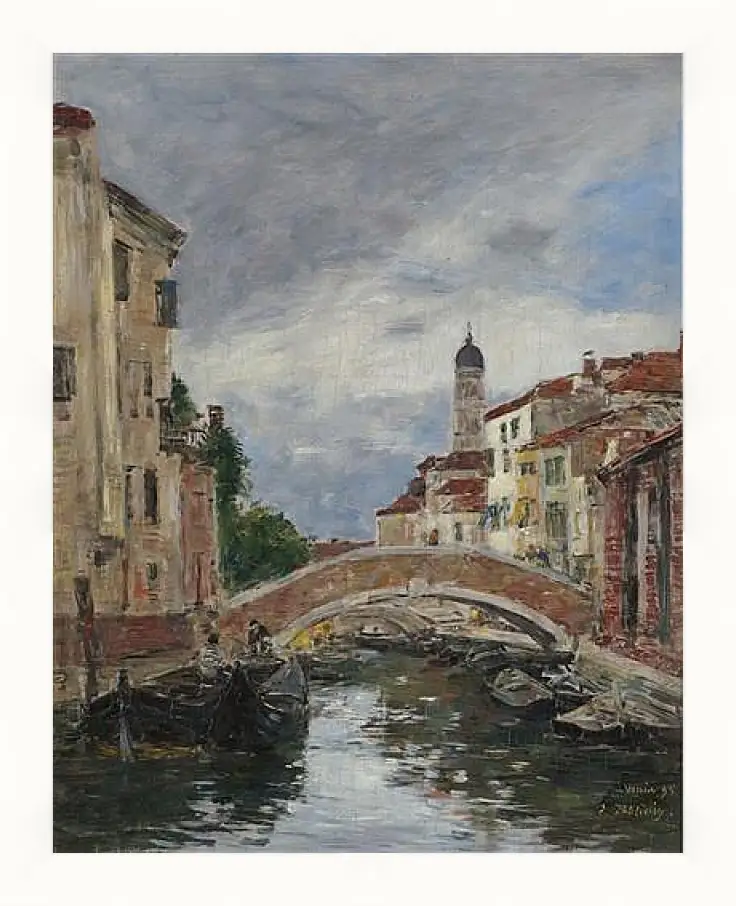 Картина в раме - Small Channel in Venice, 1895. Эжен Буден