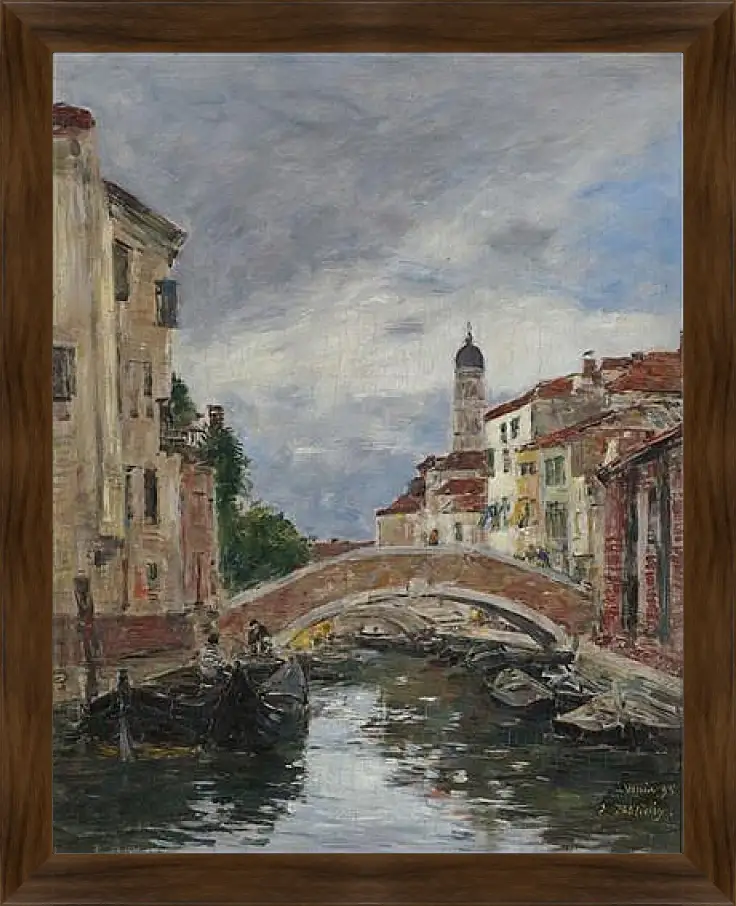 Картина в раме - Small Channel in Venice, 1895. Эжен Буден