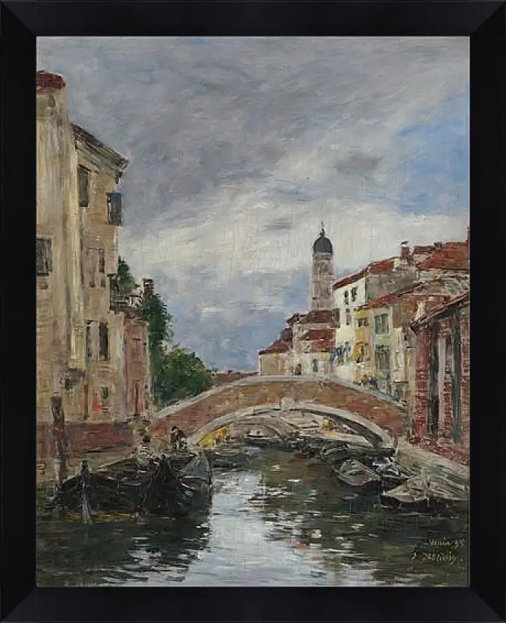 Картина в раме - Small Channel in Venice, 1895. Эжен Буден