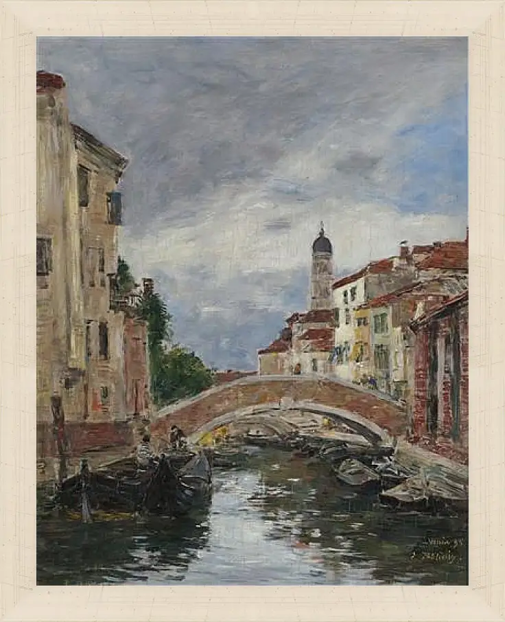 Картина в раме - Small Channel in Venice, 1895. Эжен Буден