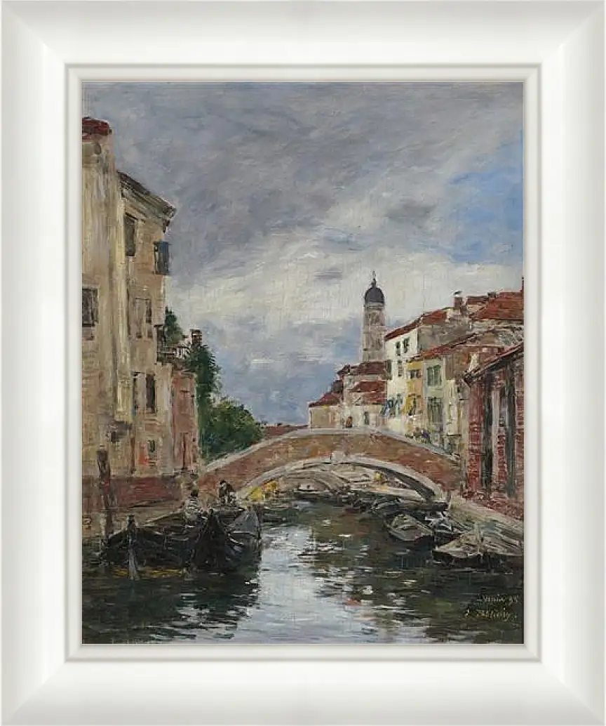 Картина в раме - Small Channel in Venice, 1895. Эжен Буден