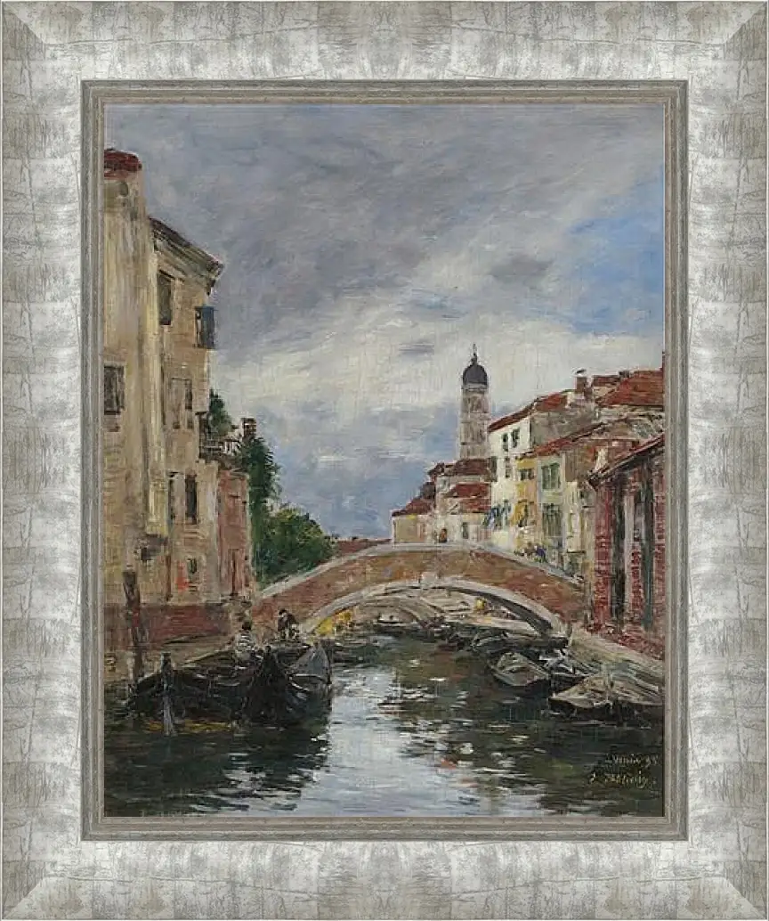 Картина в раме - Small Channel in Venice, 1895. Эжен Буден