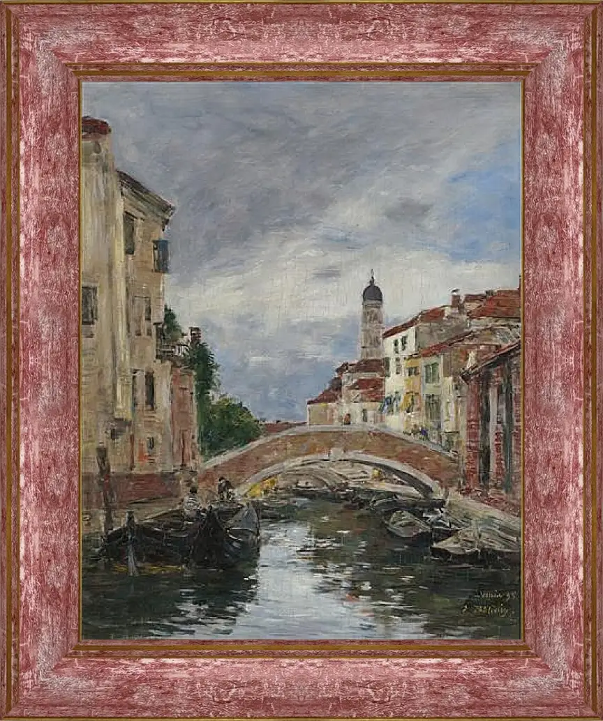 Картина в раме - Small Channel in Venice, 1895. Эжен Буден