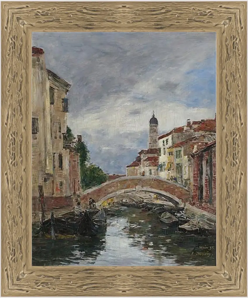 Картина в раме - Small Channel in Venice, 1895. Эжен Буден