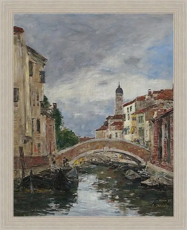 Картина в раме - Small Channel in Venice, 1895. Эжен Буден