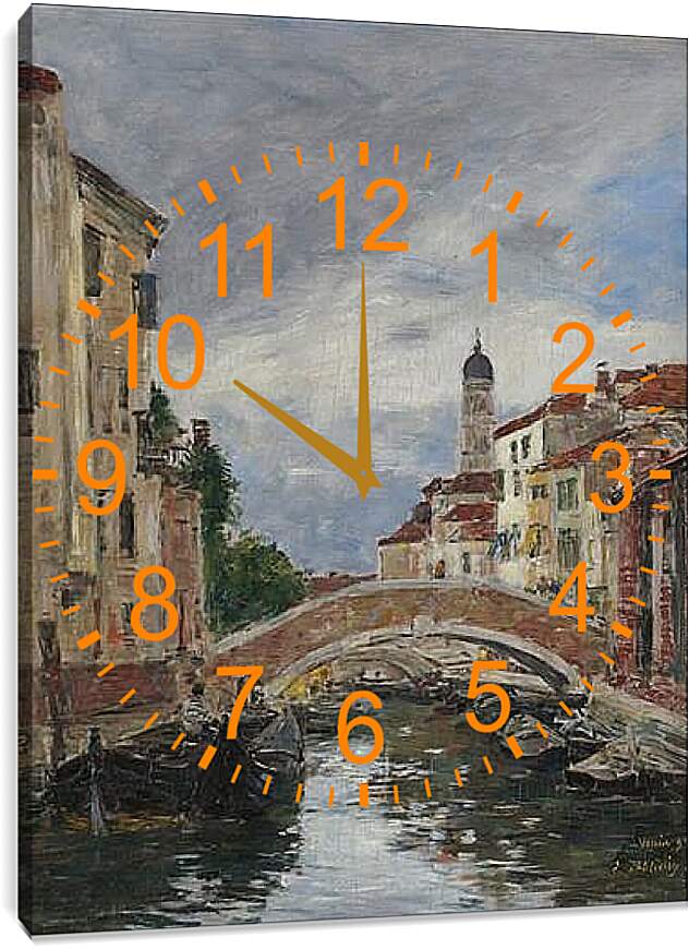 Часы картина - Small Channel in Venice, 1895. Эжен Буден