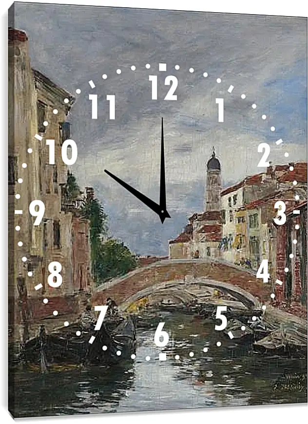 Часы картина - Small Channel in Venice, 1895. Эжен Буден
