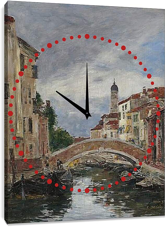 Часы картина - Small Channel in Venice, 1895. Эжен Буден