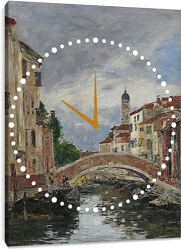 Часы картина - Small Channel in Venice, 1895. Эжен Буден