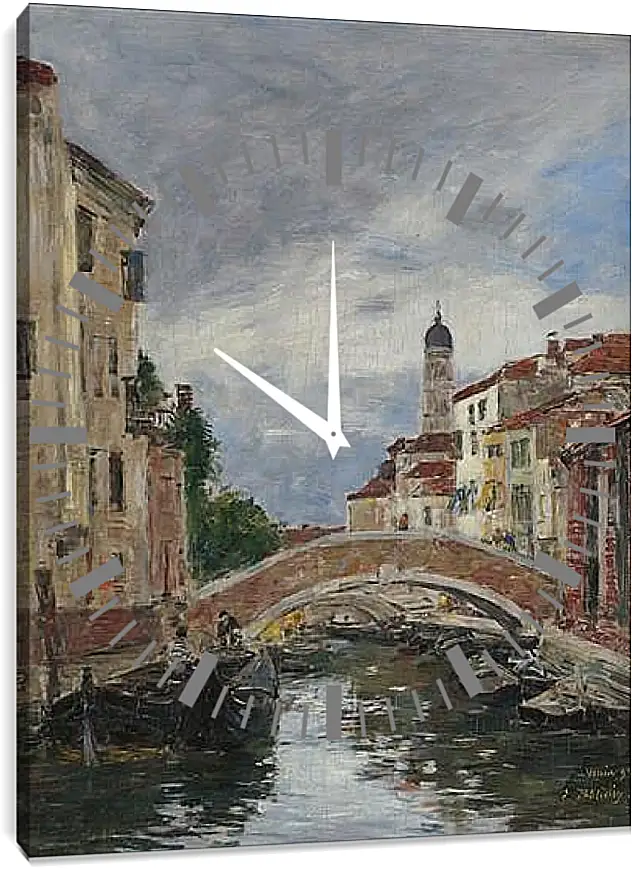 Часы картина - Small Channel in Venice, 1895. Эжен Буден