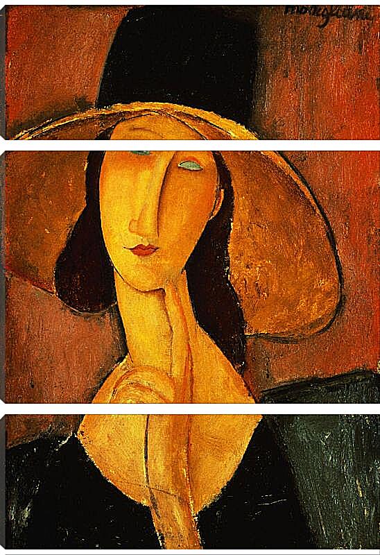 Модульная картина - Портрет Жанны Эбютерн в большой шляпе. Амедео Модильяни