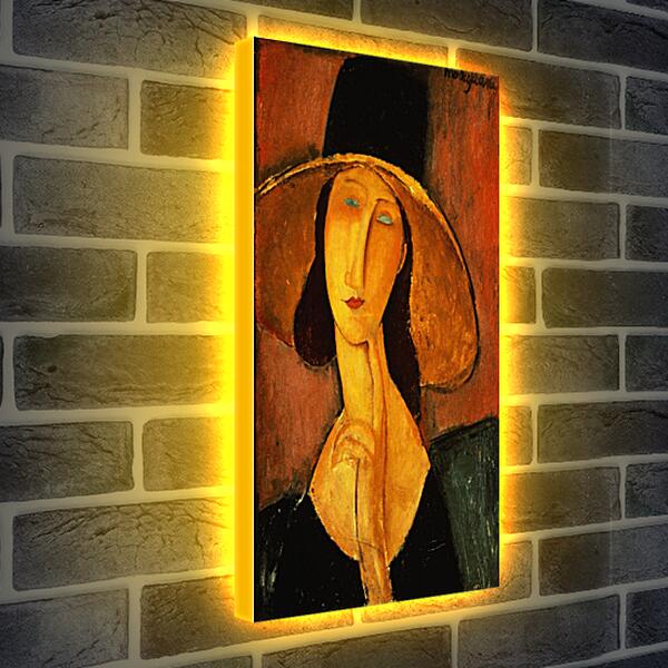 Лайтбокс световая панель - Портрет Жанны Эбютерн в большой шляпе. Амедео Модильяни