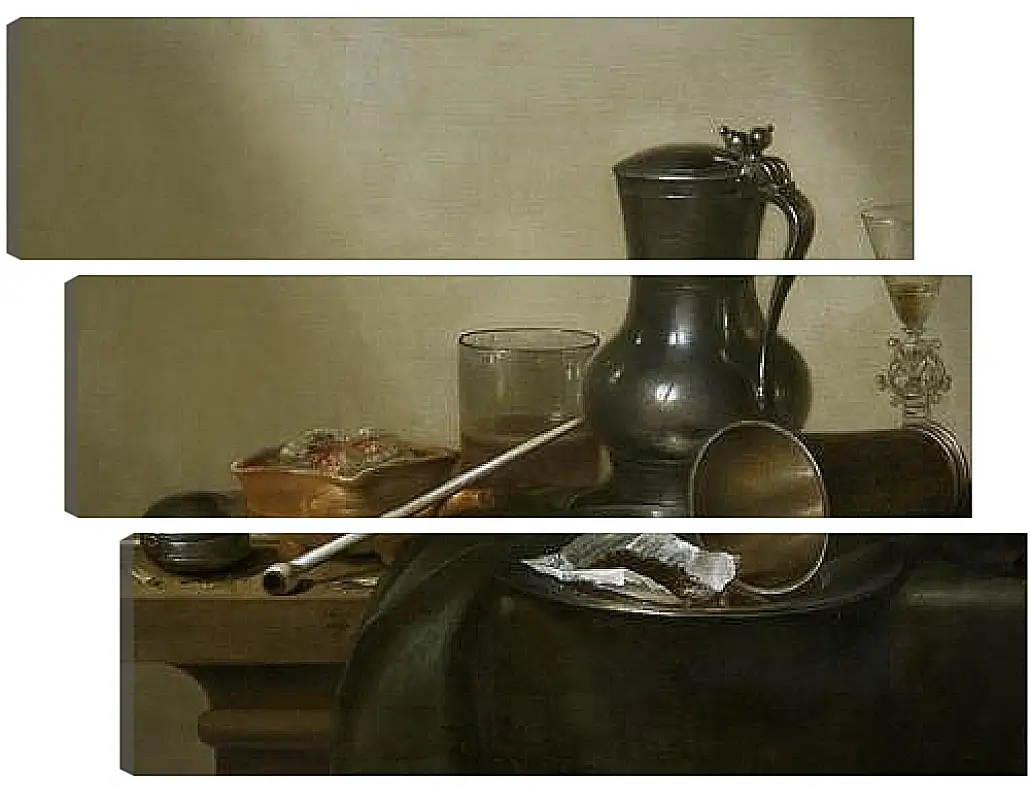 Модульная картина - Still Life with Tobacco, Wine and a Pocket Watch. Натюрморт с вином, табаком и карманными часами. Виллем Клас Хеда