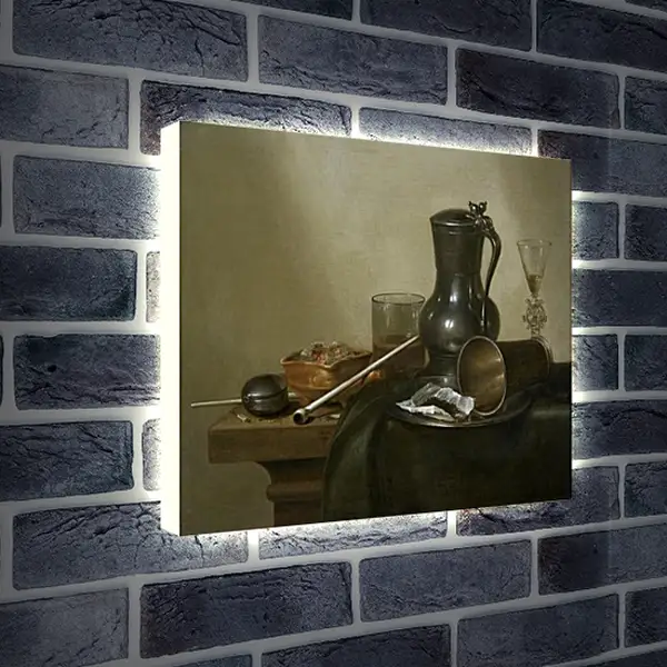 Лайтбокс световая панель - Still Life with Tobacco, Wine and a Pocket Watch. Натюрморт с вином, табаком и карманными часами. Виллем Клас Хеда