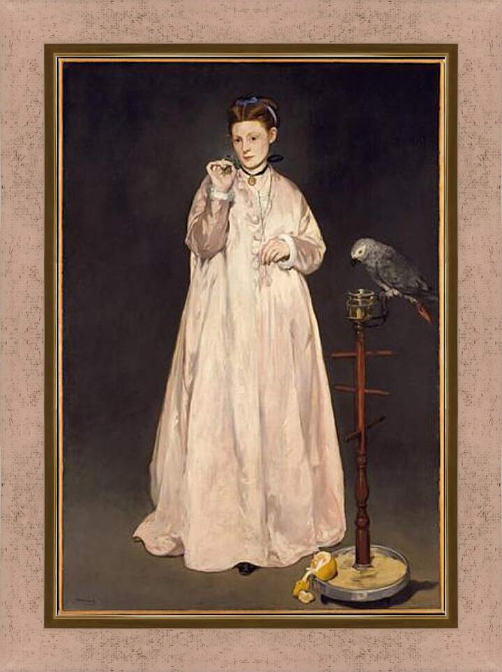 Картина в раме - Молодая леди с попугаем. Эдуард Мане