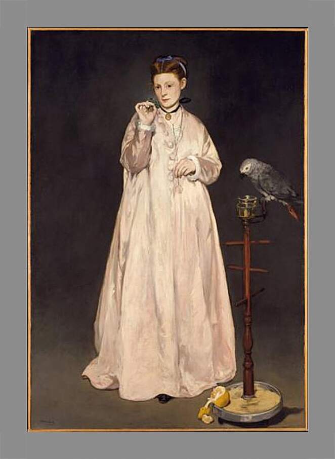 Картина в раме - Молодая леди с попугаем. Эдуард Мане