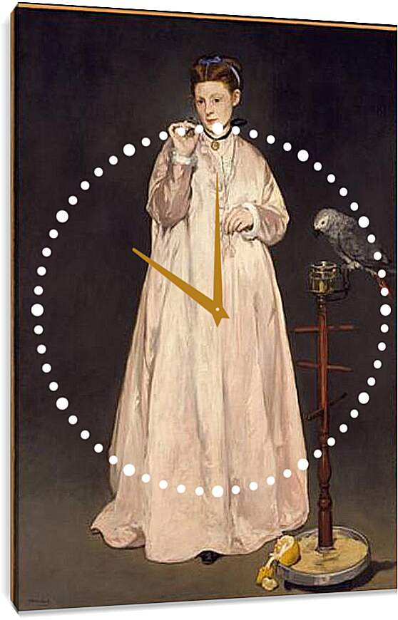 Часы картина - Молодая леди с попугаем. Эдуард Мане