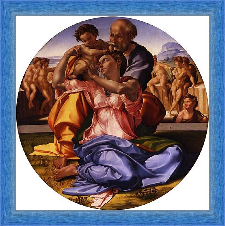 Картина в раме - Мадонна Дони. Микеланджело Буонарроти