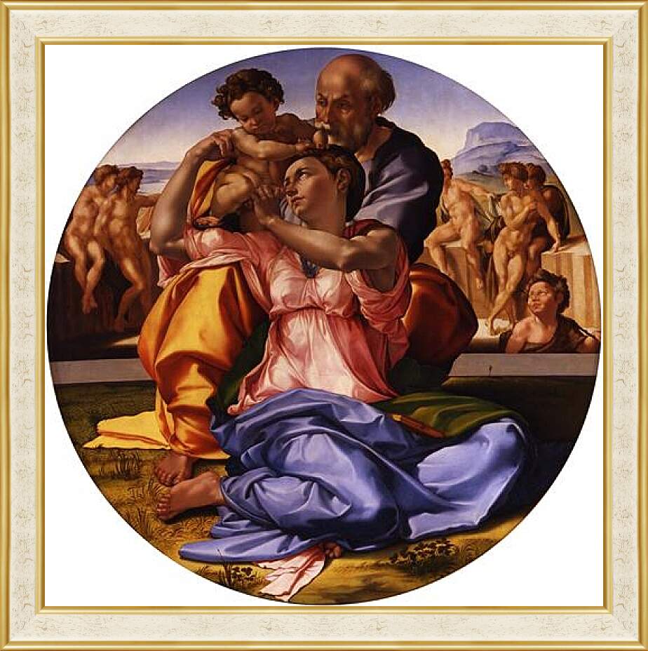 Картина в раме - Мадонна Дони. Микеланджело Буонарроти