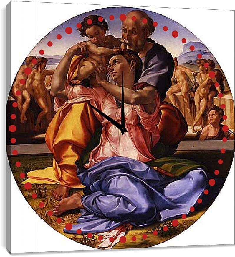 Часы картина - Мадонна Дони. Микеланджело Буонарроти